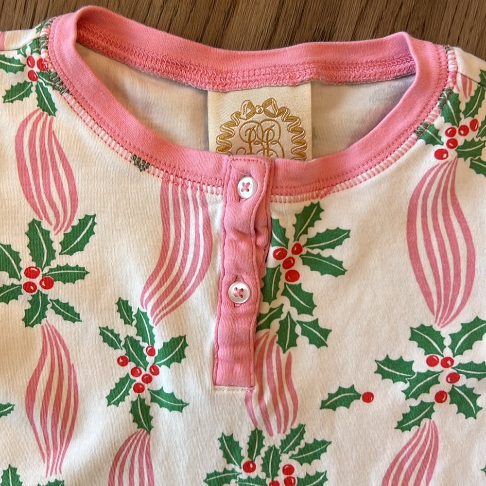 The Beaufort Bonnet Company: Festive Pajama Top Pink Stripe: Size 6 - Picture 2 of 5